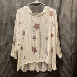 never worn White mid sleeve blouse with stars